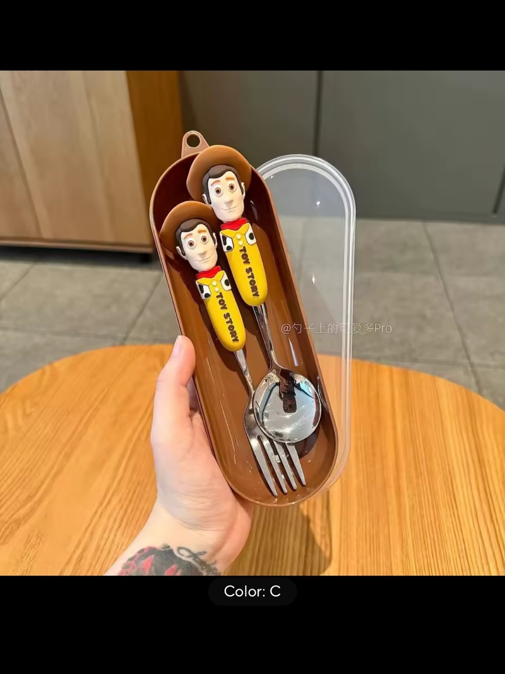 Disney Woody Yellow and Brown Kids Cutlery Set with Case